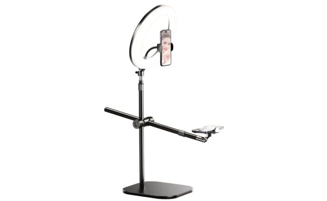 RTAKO ZJ-FP02 Kit Overheard Phone Mount 55cm with Phone Clamp and Ring Light
